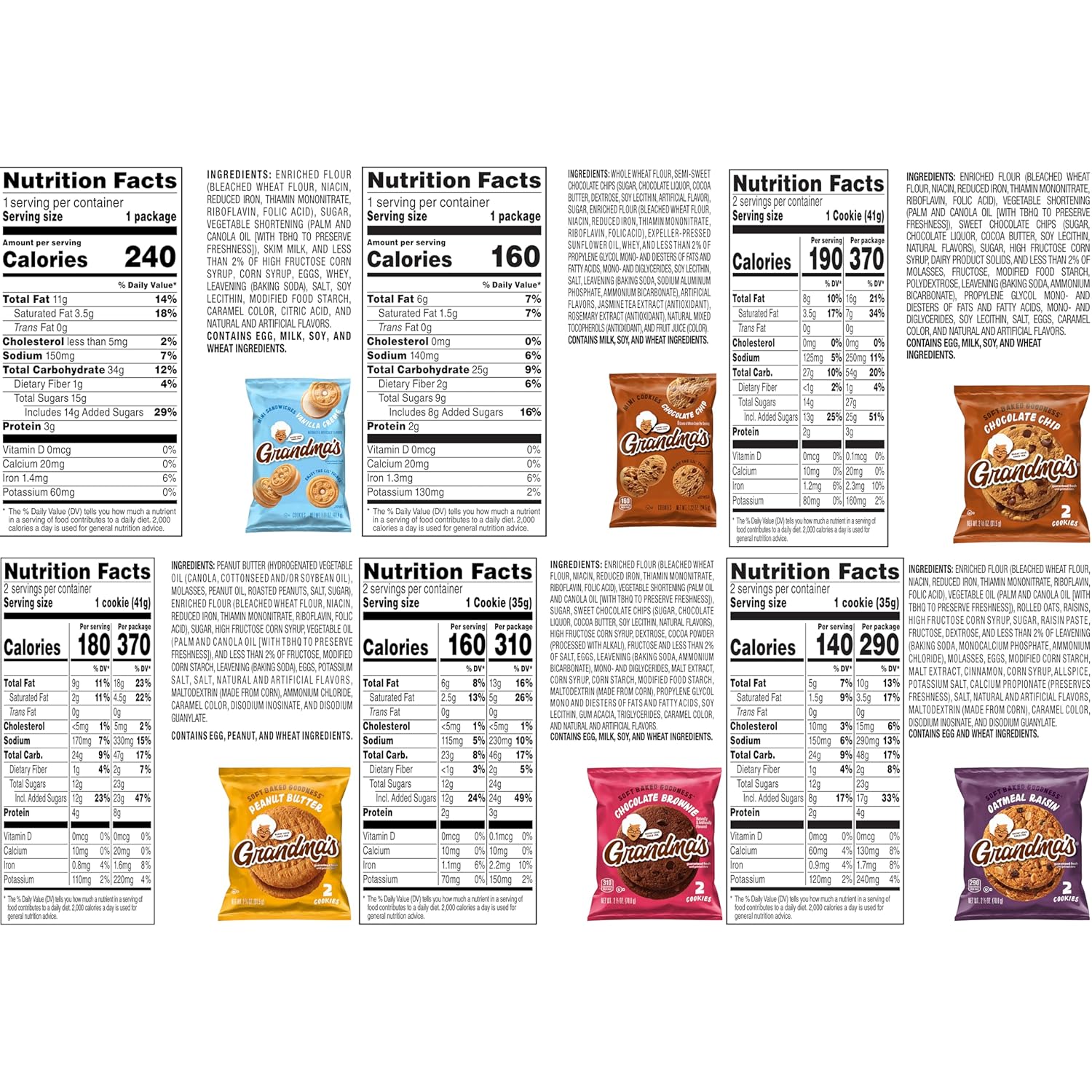 Grandma's Cookies Variety Pack Box of 30 Assorted Treats
