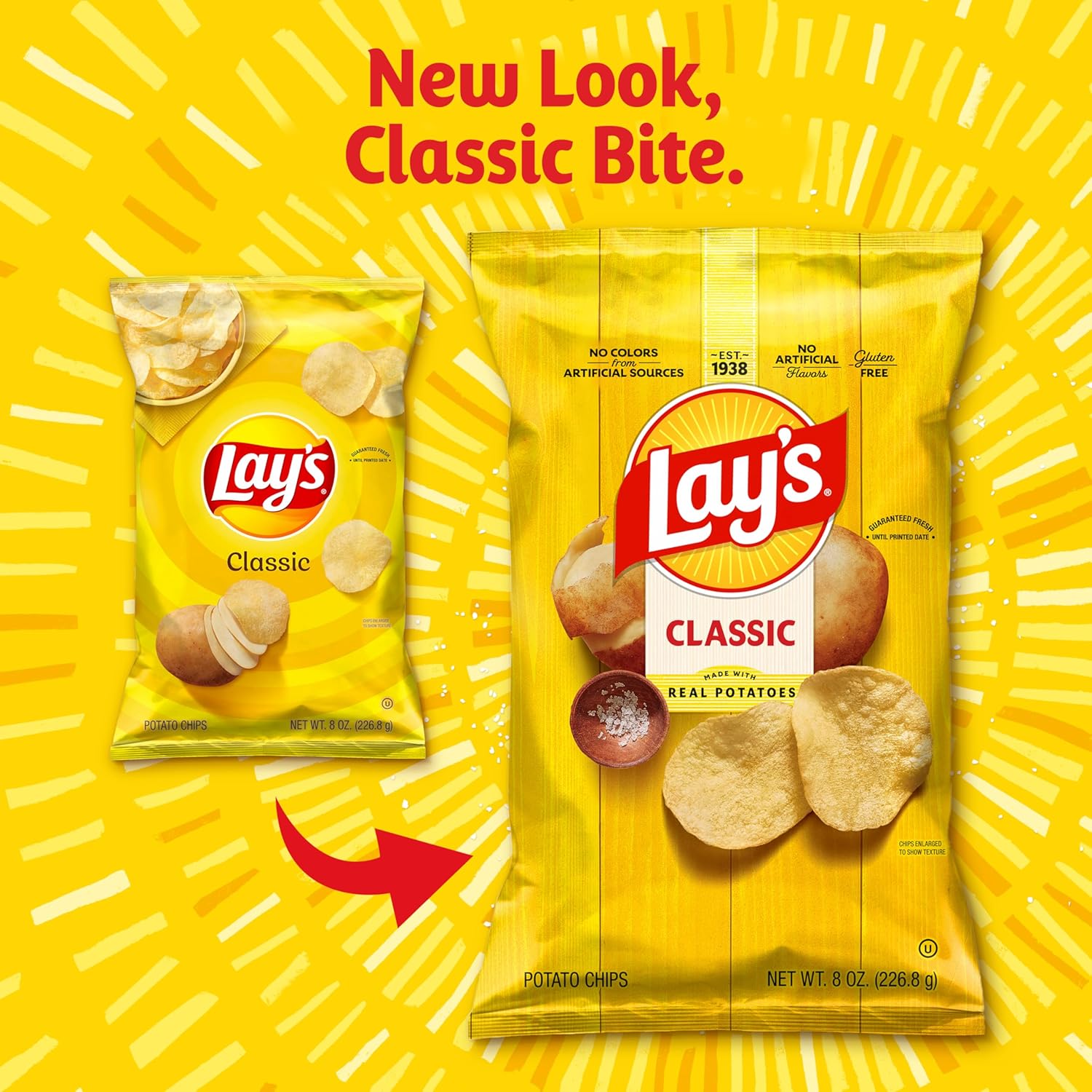 Frito Lay's 10-count 1oz Classic Potato Chips Bags, single-serve snack packs