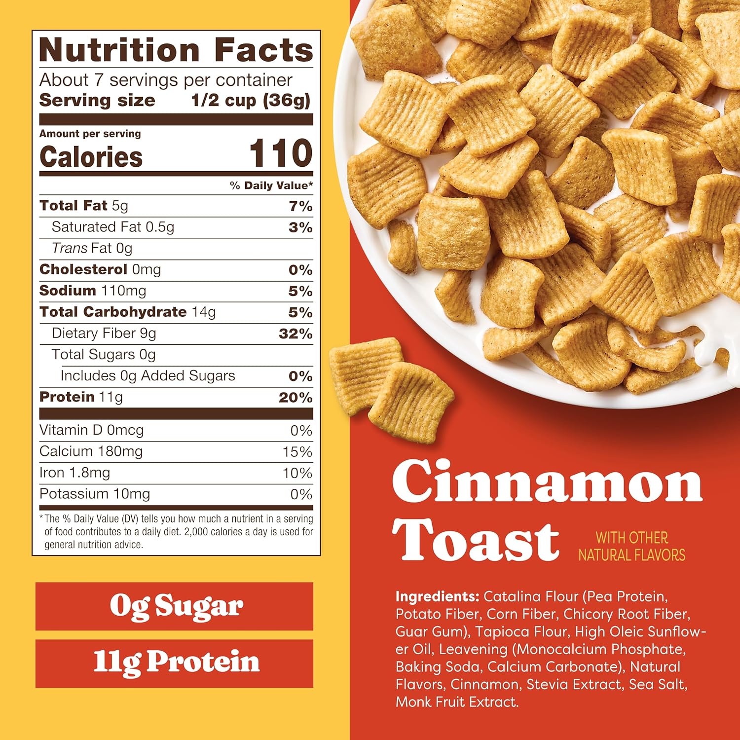 Catalina Crunch Protein Cereal, 11g Protein, Sugar Free, Gluten Free, Keto Friendly, Cinnamon Toast, 9 oz Bag
