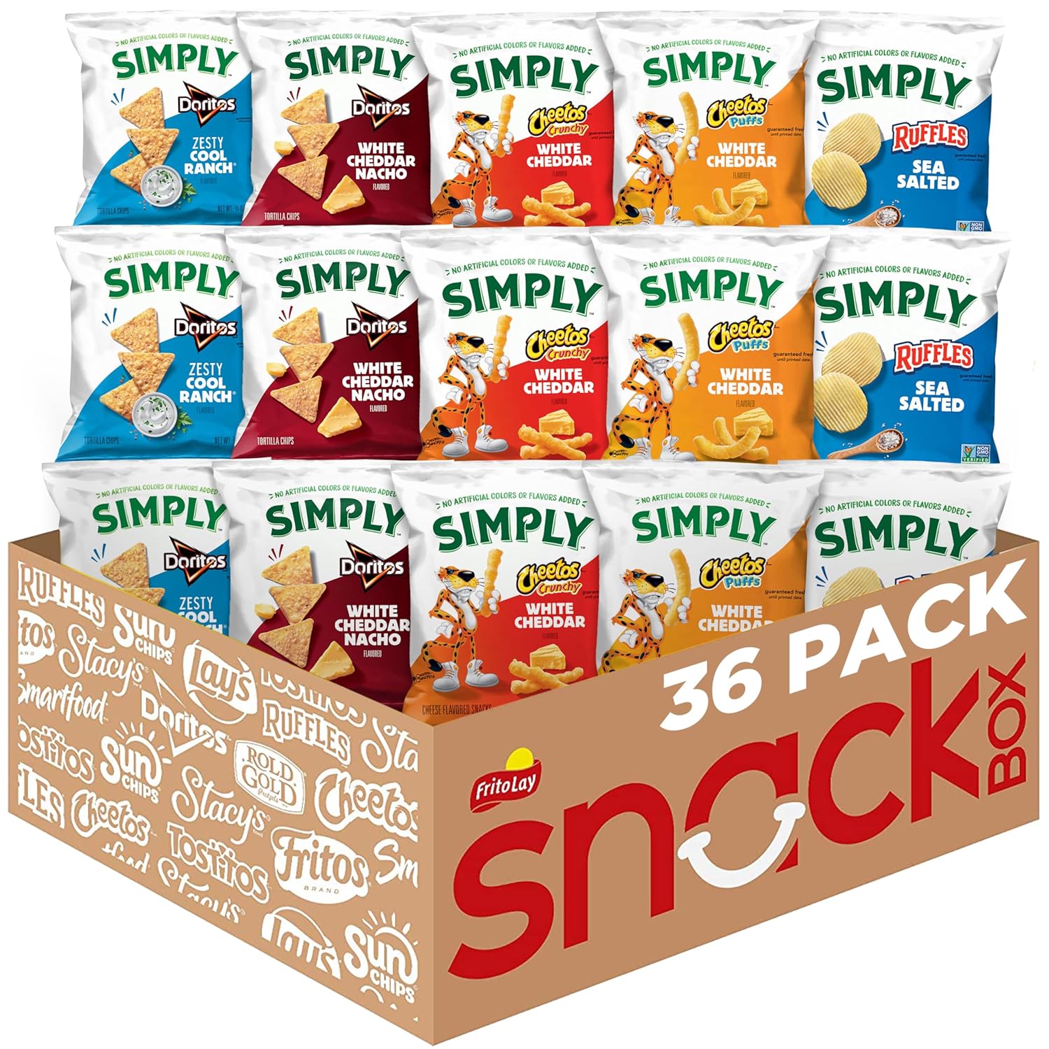 Simply Snacks Variety Pack, 36 Count, 0.875 Oz, Multiple Flavors, Real Cheese, No Artificial Colors or Flavors