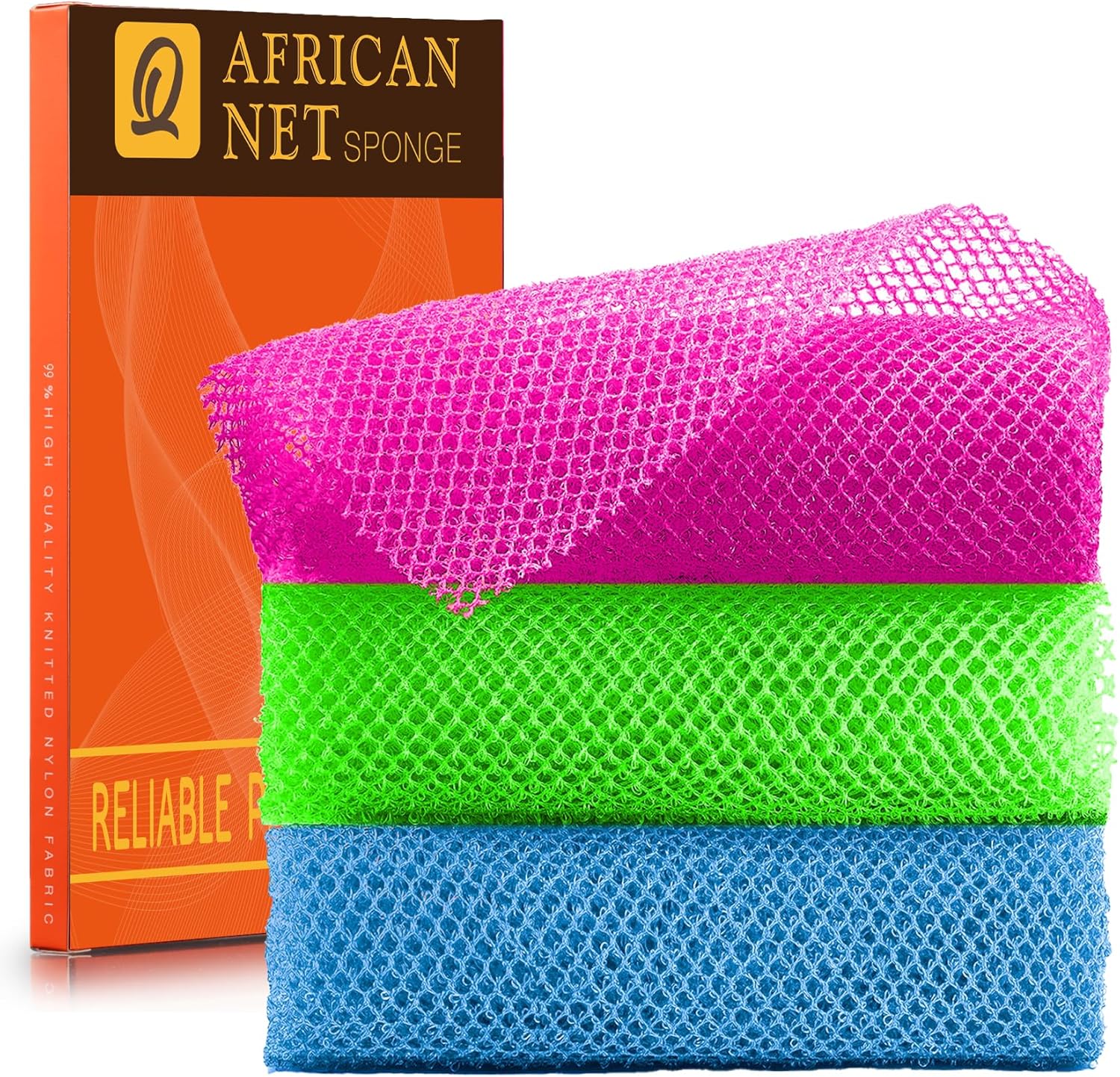 ujfqbh 3 pieces african bath sponge pink yellow purple exfoliating shower body scrubber