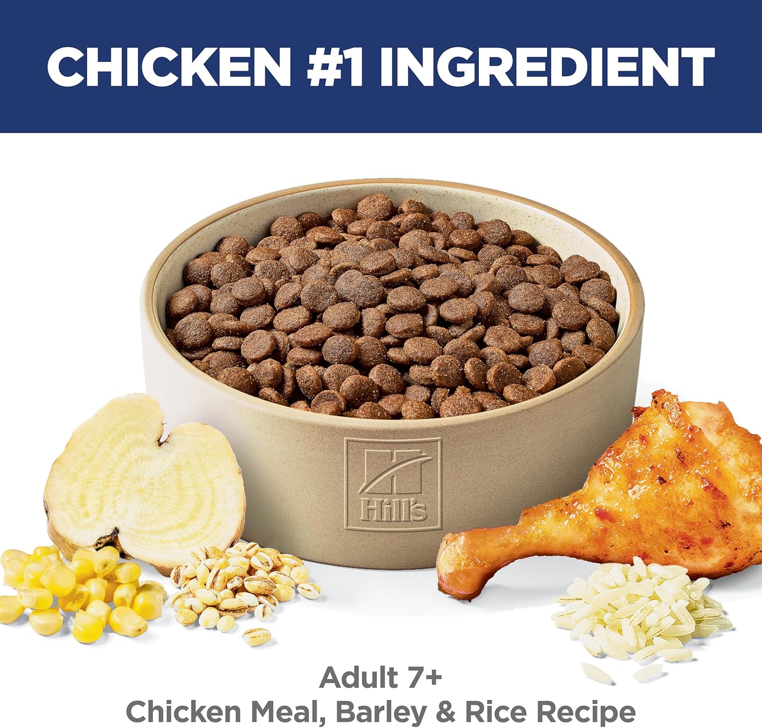 Hills Science Diet 7+ senior dog food, dry, chicken brown rice barley, 33 lb bag, US made