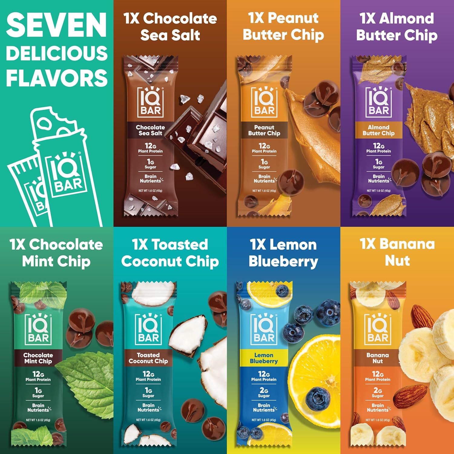 iqbar brain and body plant protein bars 7 bar sampler keto vegan low carb gluten free dairy free
