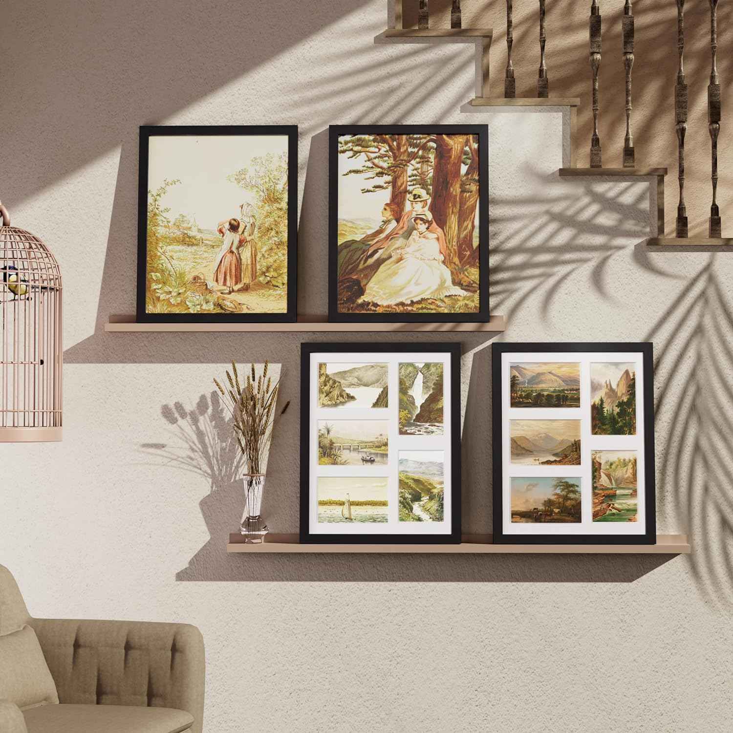 Vittanly 11x14 Collage Picture Frame, Displays 5Pcs 4x6 Pictures with Mat or 1Pcs 11x14 without Mat for Wall Mounting, Picture Frames Collage Wall Decor in Black, 1 Pack
