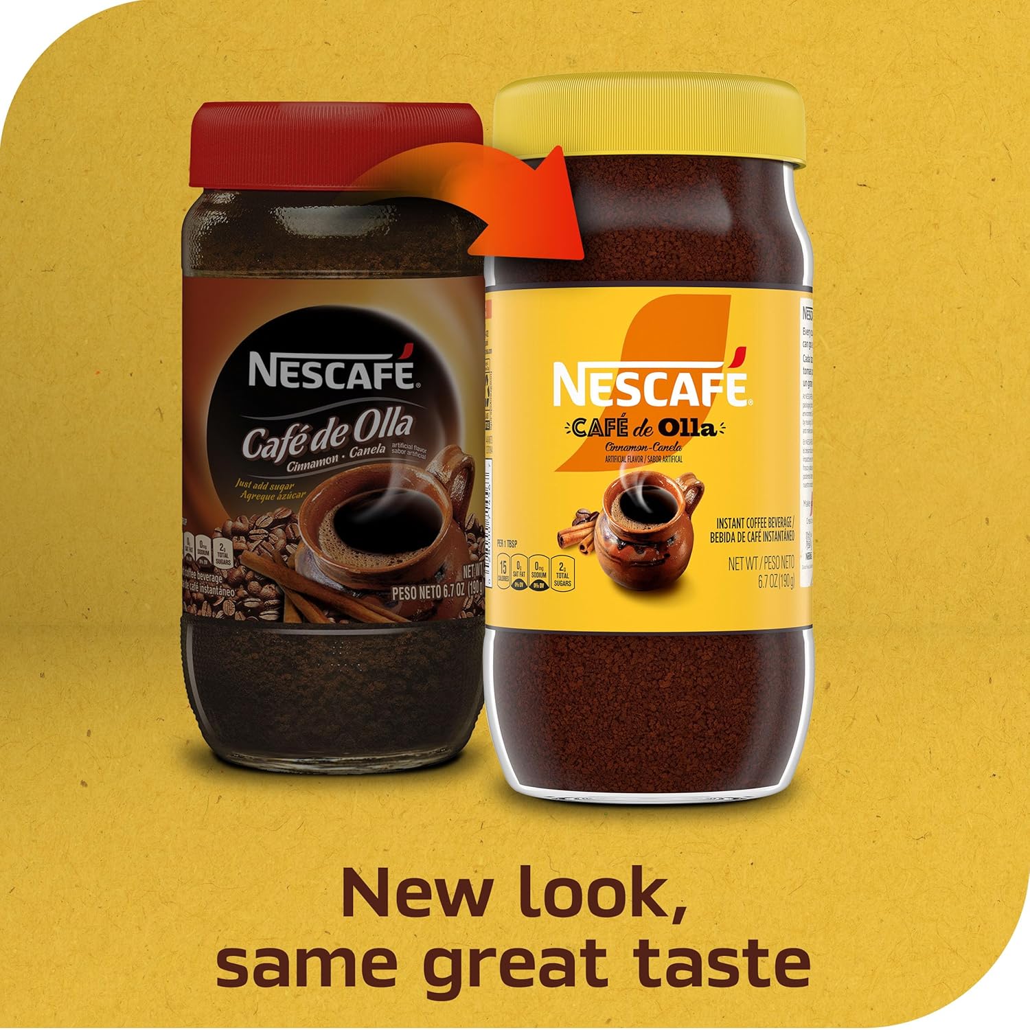 NESCAFÉ Café de Olla, Cinnamon Flavored Instant Coffee, 1 Jar, 6.7 Oz, 38 Cups, Dark-Roasted, Premium Coffee