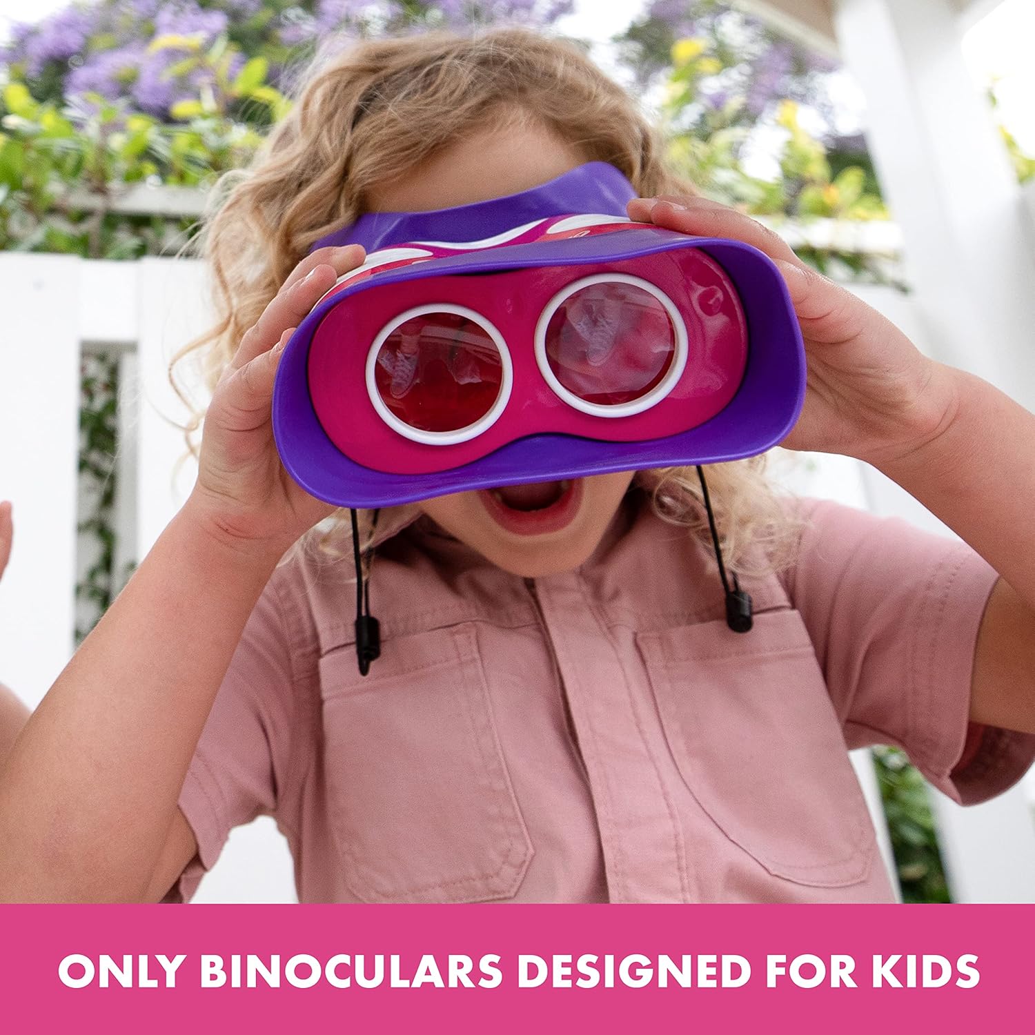 Educational Insights GeoSafari Kidnoculars Pink - Toy Binoculars for Kids, Outdoor Toys for Kids Ages 4-8, Toddler Camping and Nature Toys, Lightweight Binoculars with Neck Strap, Bird Watching Gear