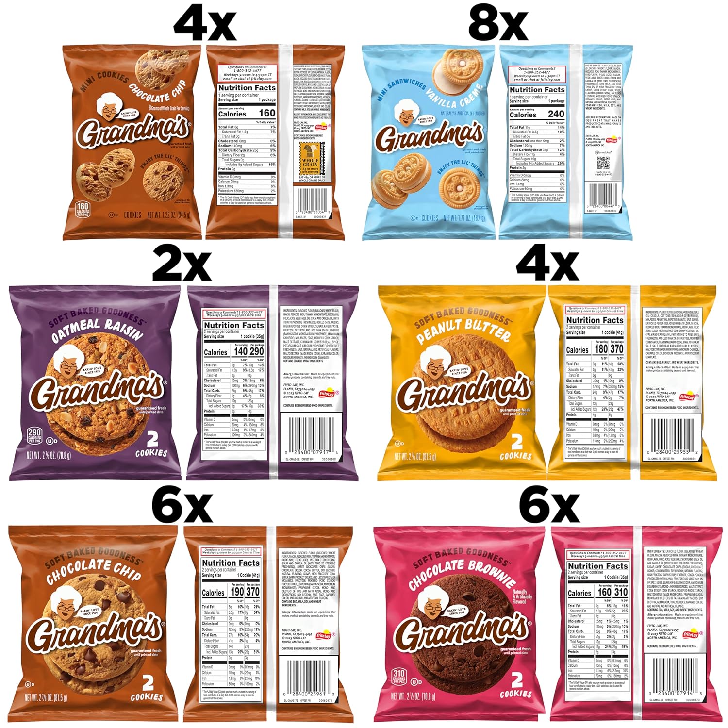 Grandma's Cookies Variety Pack Box of 30 Assorted Treats