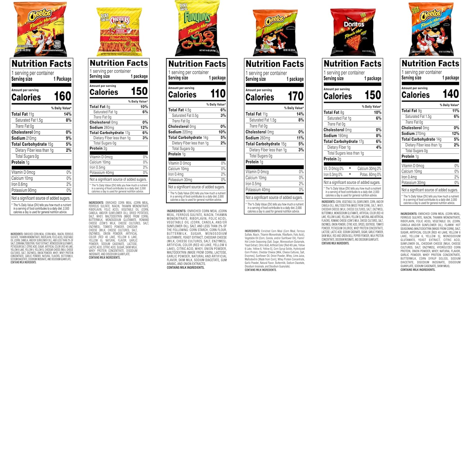 Frito-Lay Flamin' Hot Mix Variety Pack, 40 Single Serve Bags, 3.34 Pounds, Packaging May Vary