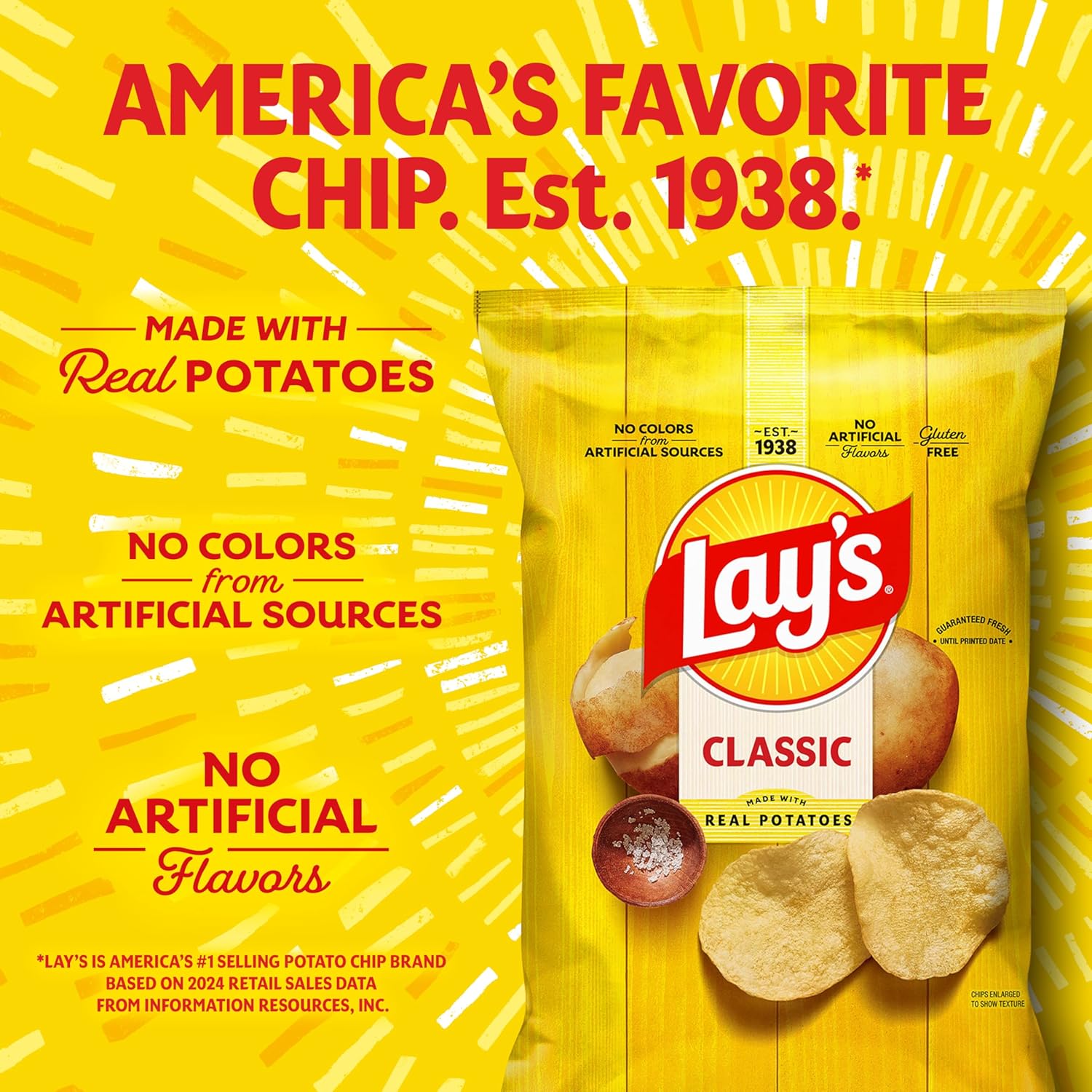 Frito Lay's 10-count 1oz Classic Potato Chips Bags, single-serve snack packs