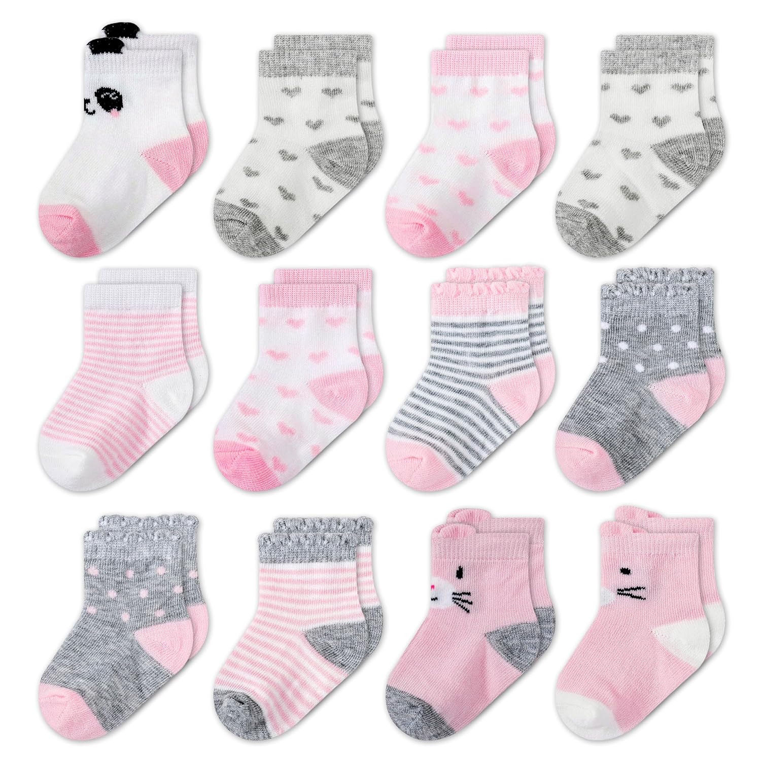 Mother's Choice Organic Cotton Baby Socks 0-6 Months, 12 pairs, Soft, Cozy, and Gentle Socks for Infants Girls and Boys