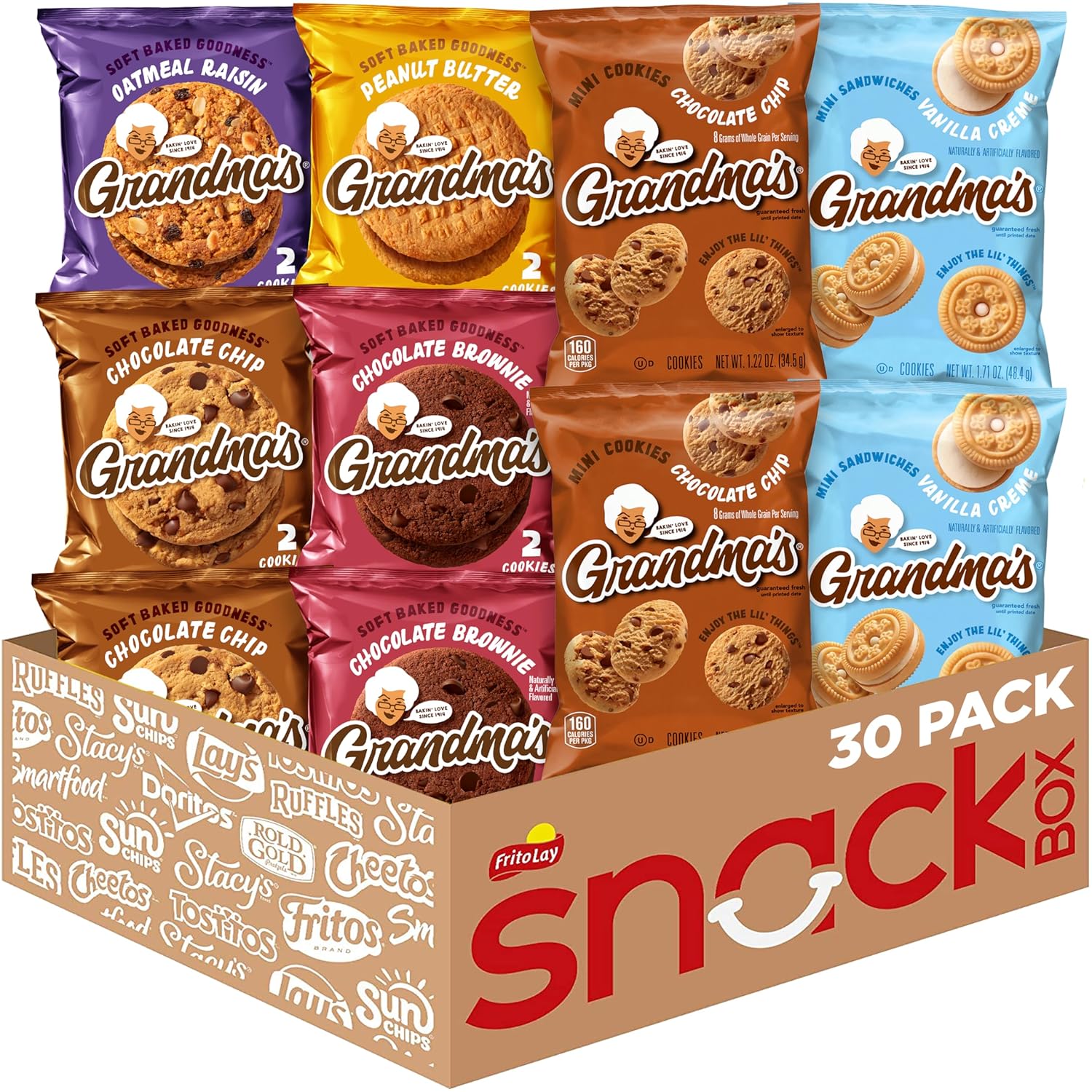 Grandma's Cookies Variety Pack Box of 30 Assorted Treats