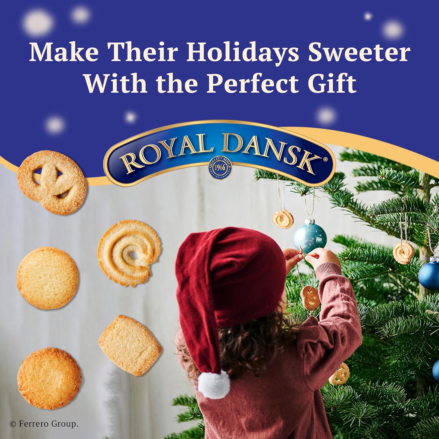 Royal Dansk Danish Butter Cookies, assorted Christmas gift tin, 24 oz, premium quality, reusable tin