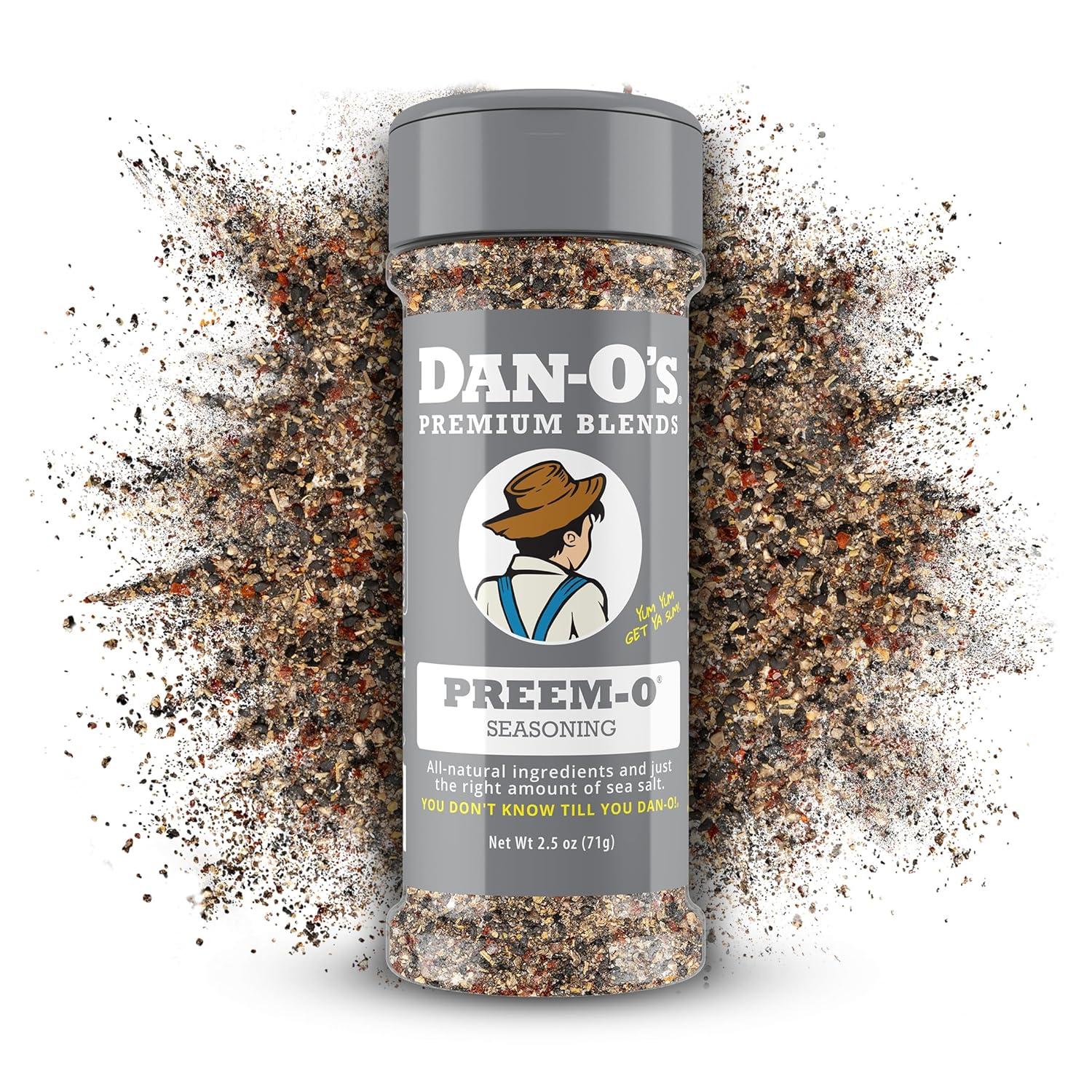 Dan-O's Preem-O Seasoning 2.5 oz, Meat Seasoning for Steak, Ribs, Chicken, Brisket, Sugar Free, Zero Calorie
