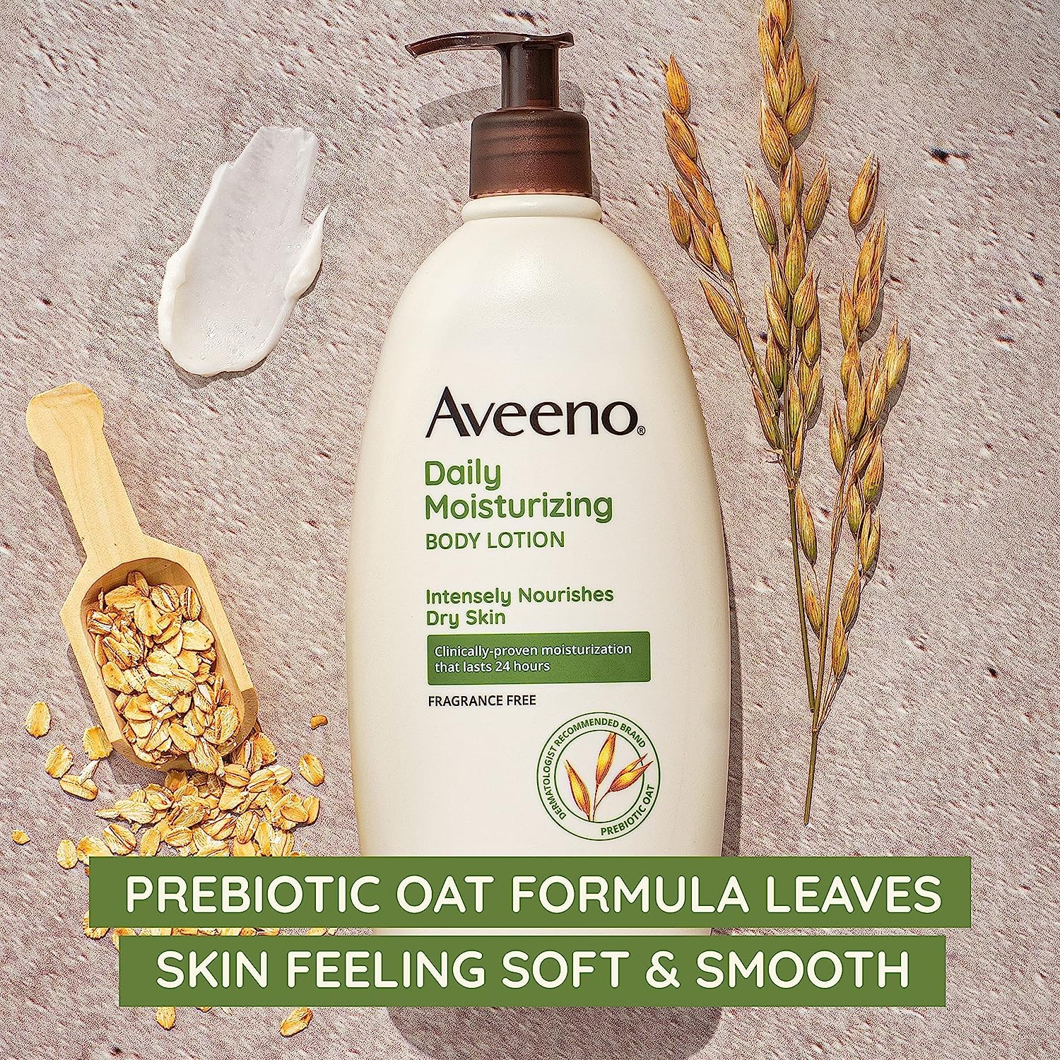 aveeno daily moisturizing body lotion for dry skin, 18 fl oz, paraben free, fragrance free