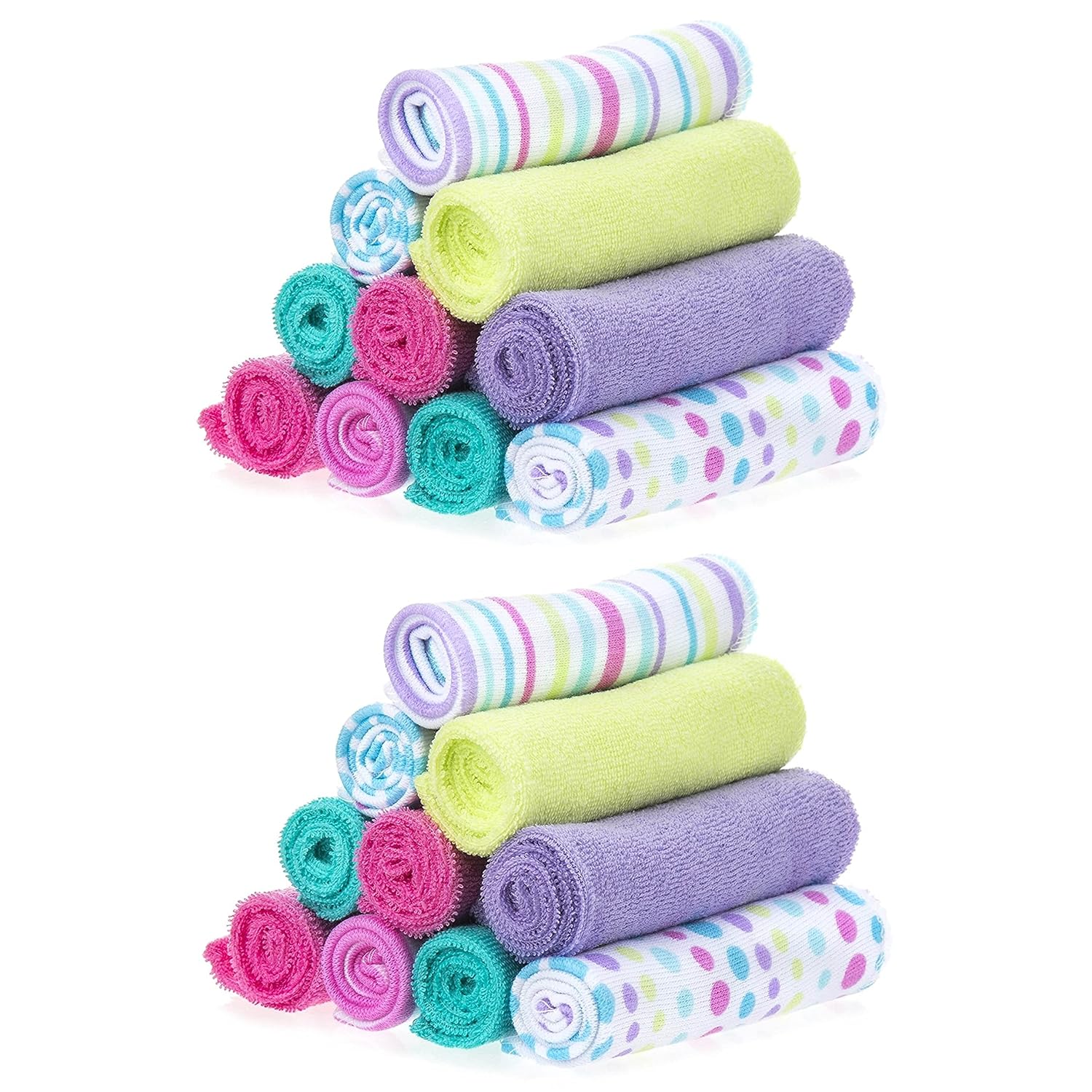 Spasilk newborn washcloths, 10-pack, 80% cotton, 20% polyester, 9x9 inches, various colorful prints