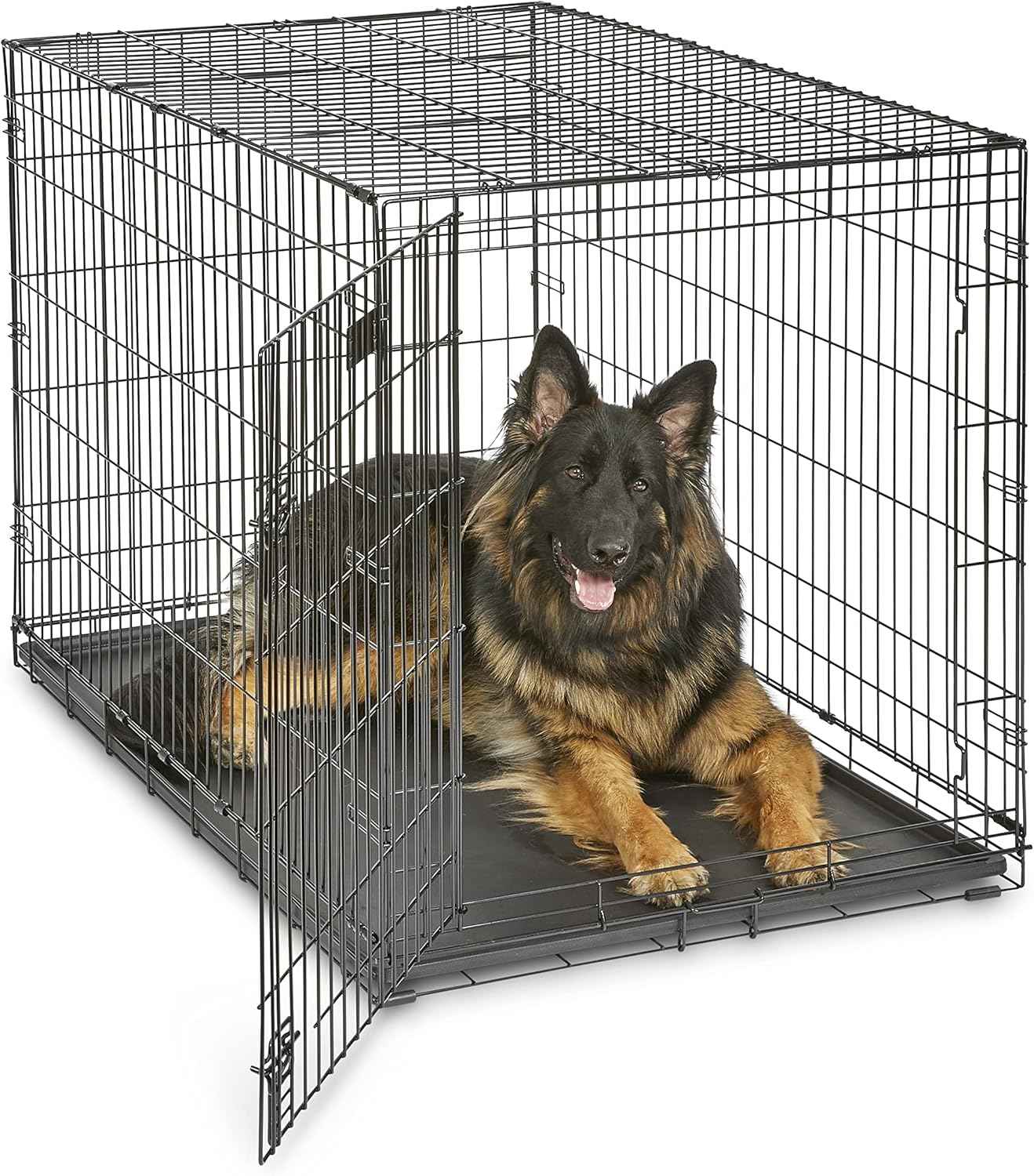 MidWest Homes for Pets 36-Inch iCrate Folding Dog Crate with Divider Panel, Leak-Proof Tray & Secure Latches – Metal Wire Kennel for Medium Large Breeds – Portable, Durable & Easy to Assemble