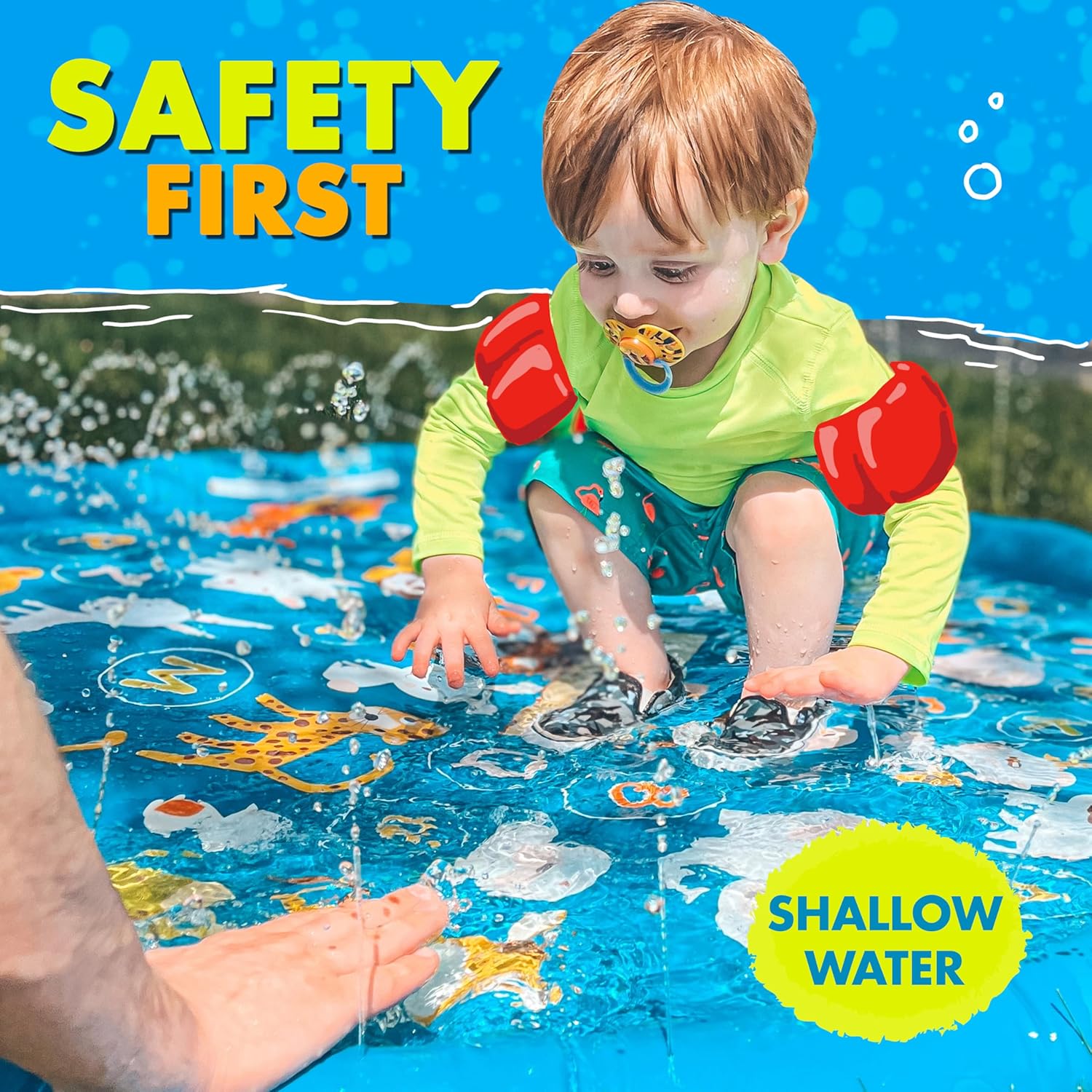 SplashEZ 3-in-1 Splash Pad, Sprinkler for Kids & Baby Pool for Learning – Toddler Sprinkler Pool, 60’’ Outside Water Toys – “from A to Z” Outdoor Play Mat for Babies & Toddlers