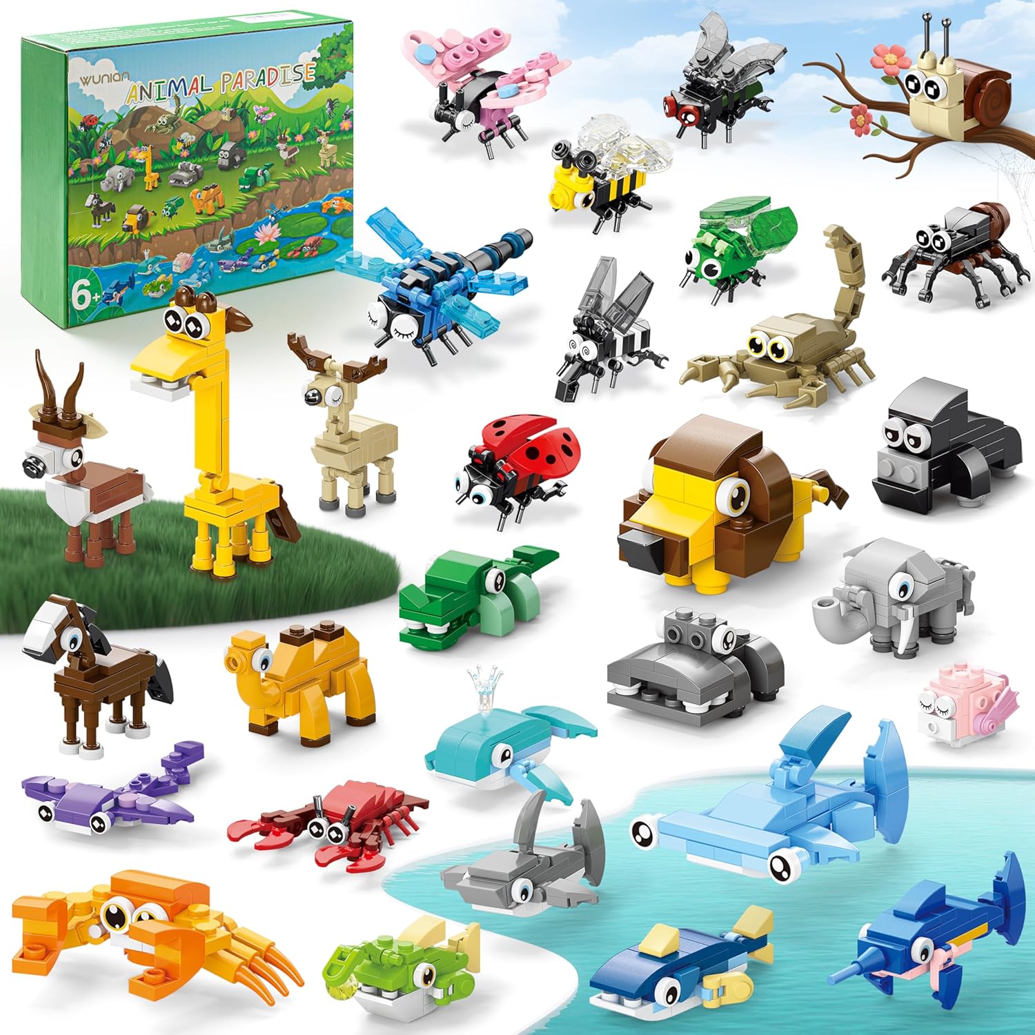 30 Packs Party Favors for Kids, 888 PCS Animal Building Blocks Mini Sets Party Favors for Goodie Bags Stuffers Classroom Prizes Return Gifts Easter Bulk Gifts for Boys Girls Student Ages 6+