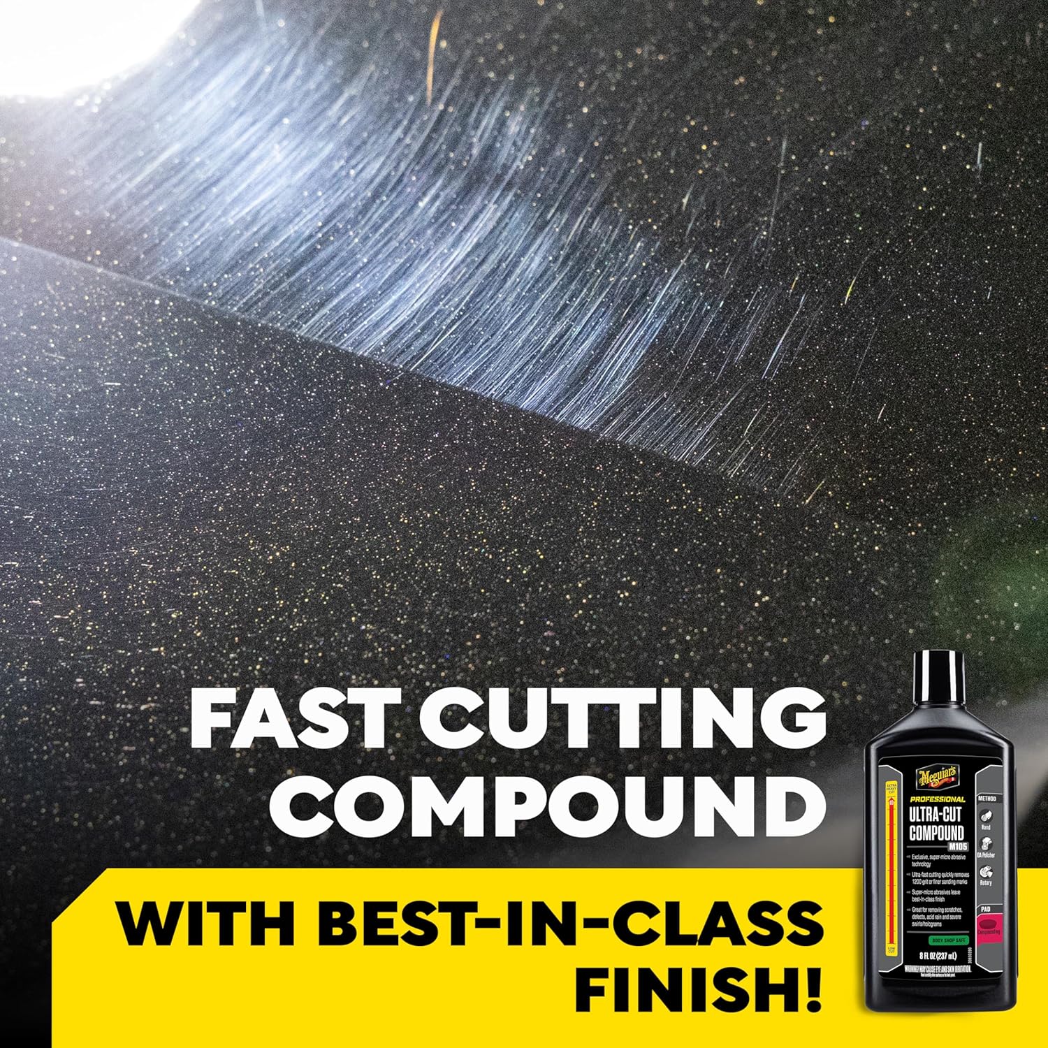 Meguiar's M105 Ultra-Cut Compound, 8 Oz, Pro-Grade Car Compound for Removing Scratches and Heavy Swirls