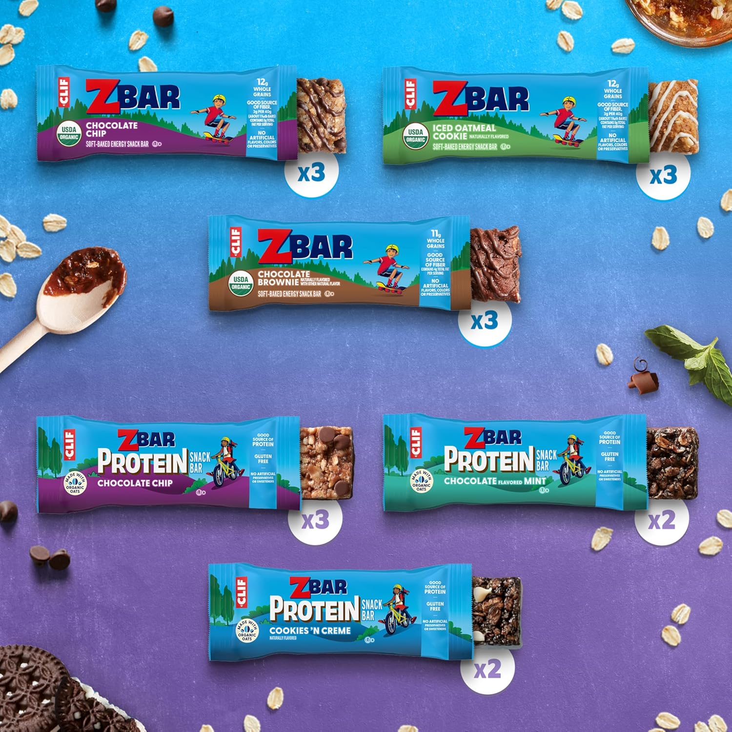Zbar and Zbar Protein variety pack with organic oats, non-GMO, soft-baked energy snack bars and crispy protein bars (16 pack)