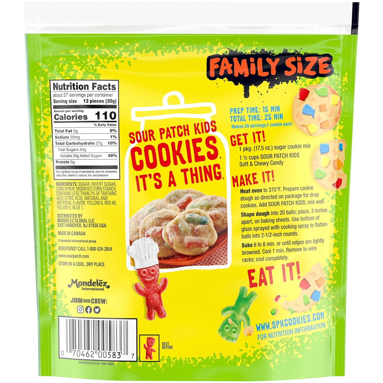 sour patch kids assorted fruits family size 1.8 lb bag chewy snacks