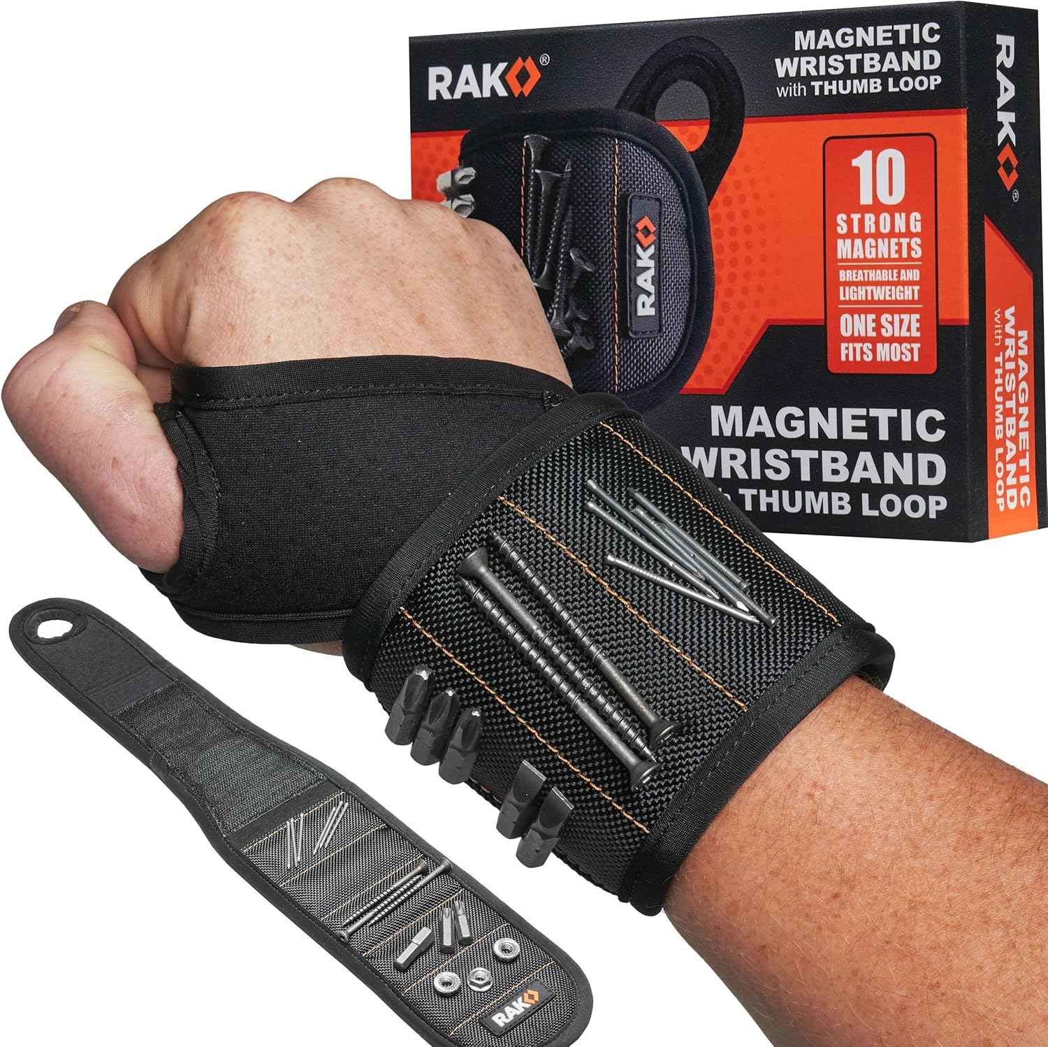 RAK Magnetic Wristband Gifts for Men - Premium Tool Belt for Holding Screws Nails with Powerful Magnets, Cool Gadgets Stocking Stuffers for Men, Holiday for Dad, Husband, Grandpa, Him