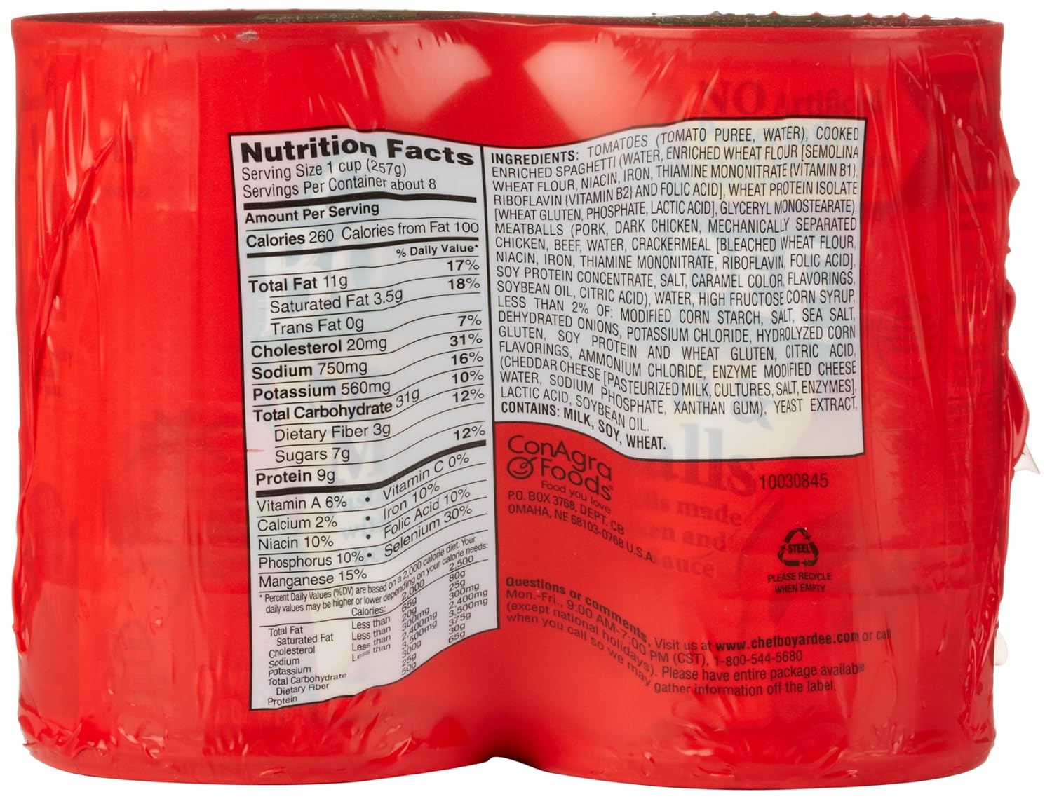 Chef Boyardee Spaghetti and Meatballs, 14.5 Oz Cans, Pack of 4, Delicious and Convenient Italian Meal