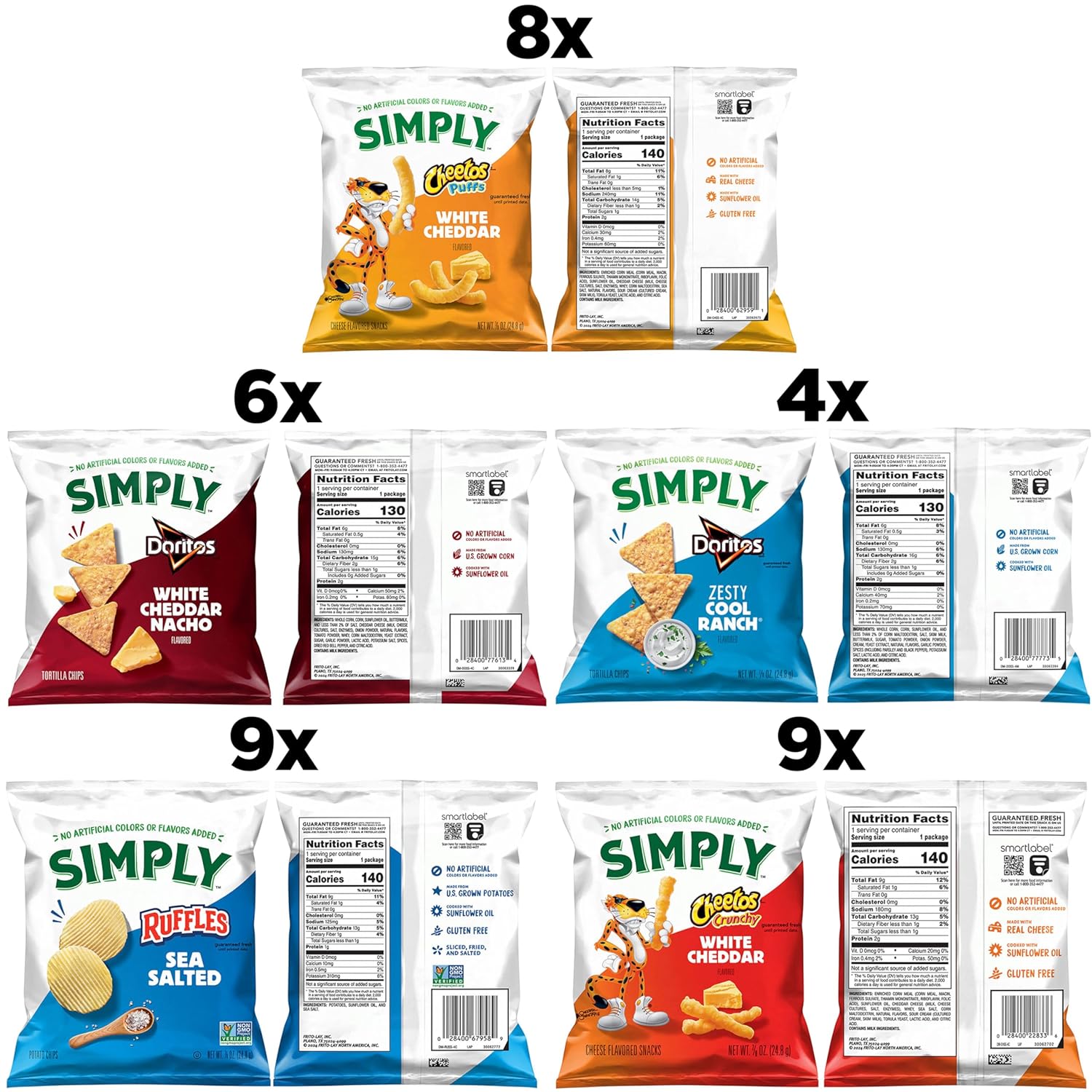 Simply Snacks Variety Pack, 36 Count, 0.875 Oz, Multiple Flavors, Real Cheese, No Artificial Colors or Flavors
