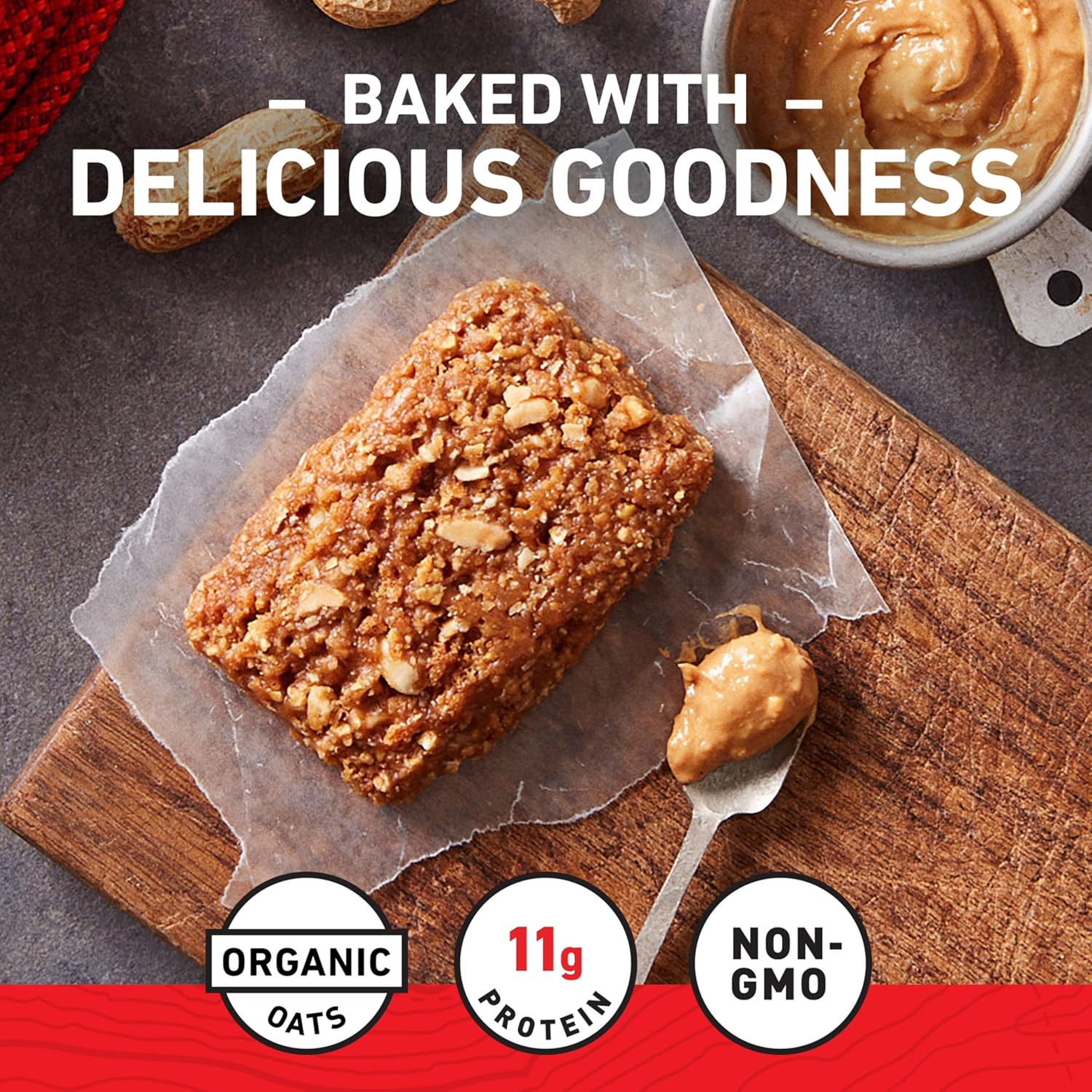 Crunchy Peanut Butter Energy Protein Bars - Made with Organic Oats, Non-GMO - 15 Pack