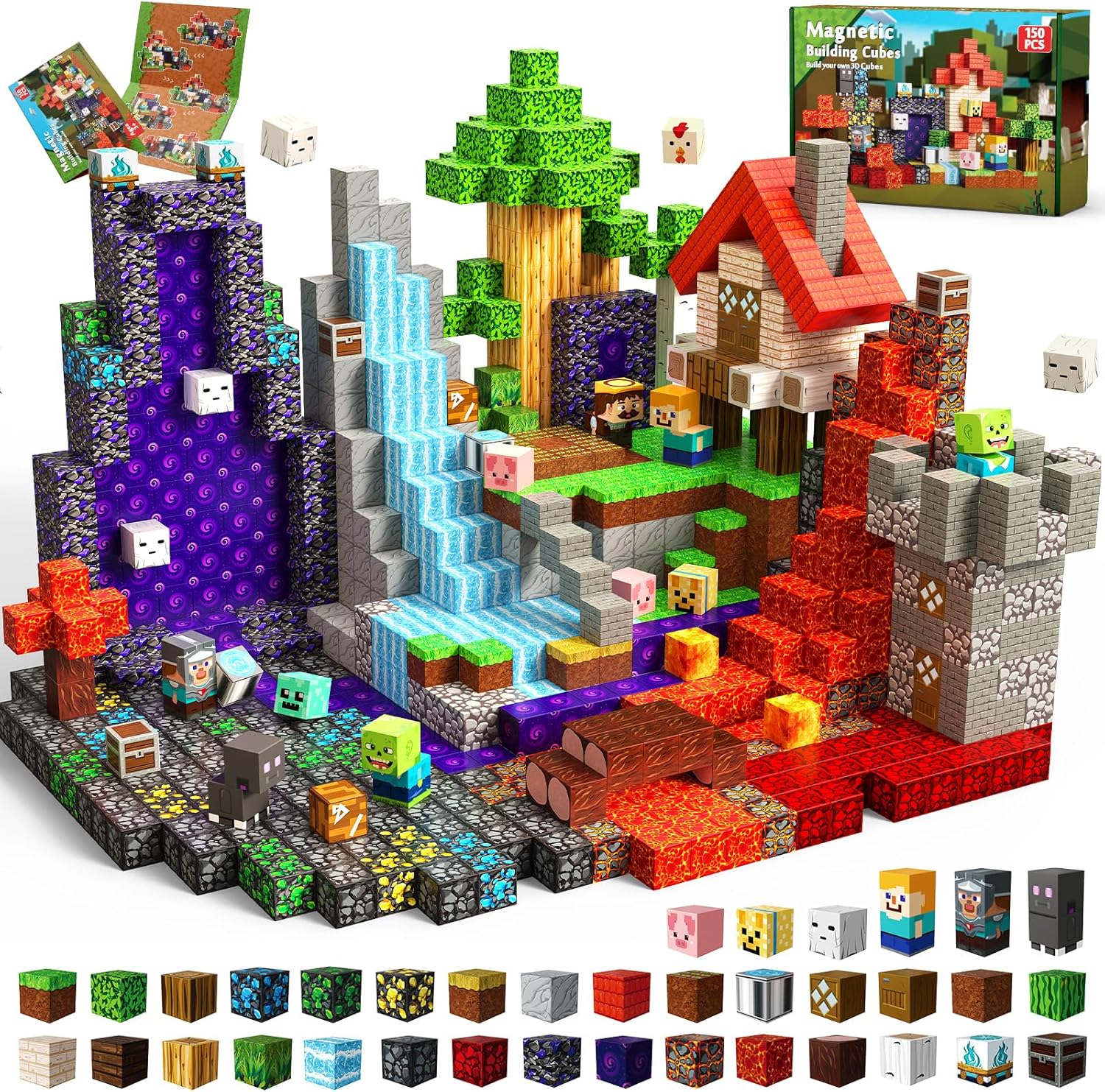 Magneverse Magnetic Blocks - 150 PCS Magnetic Building Blocks for Kids, Magnet Building Cubes for Boys Girls, STEM Montessori Sensory Toys Stacking for 3 4 5 6 7 8 9 10 11 12 13 Birthday Gift