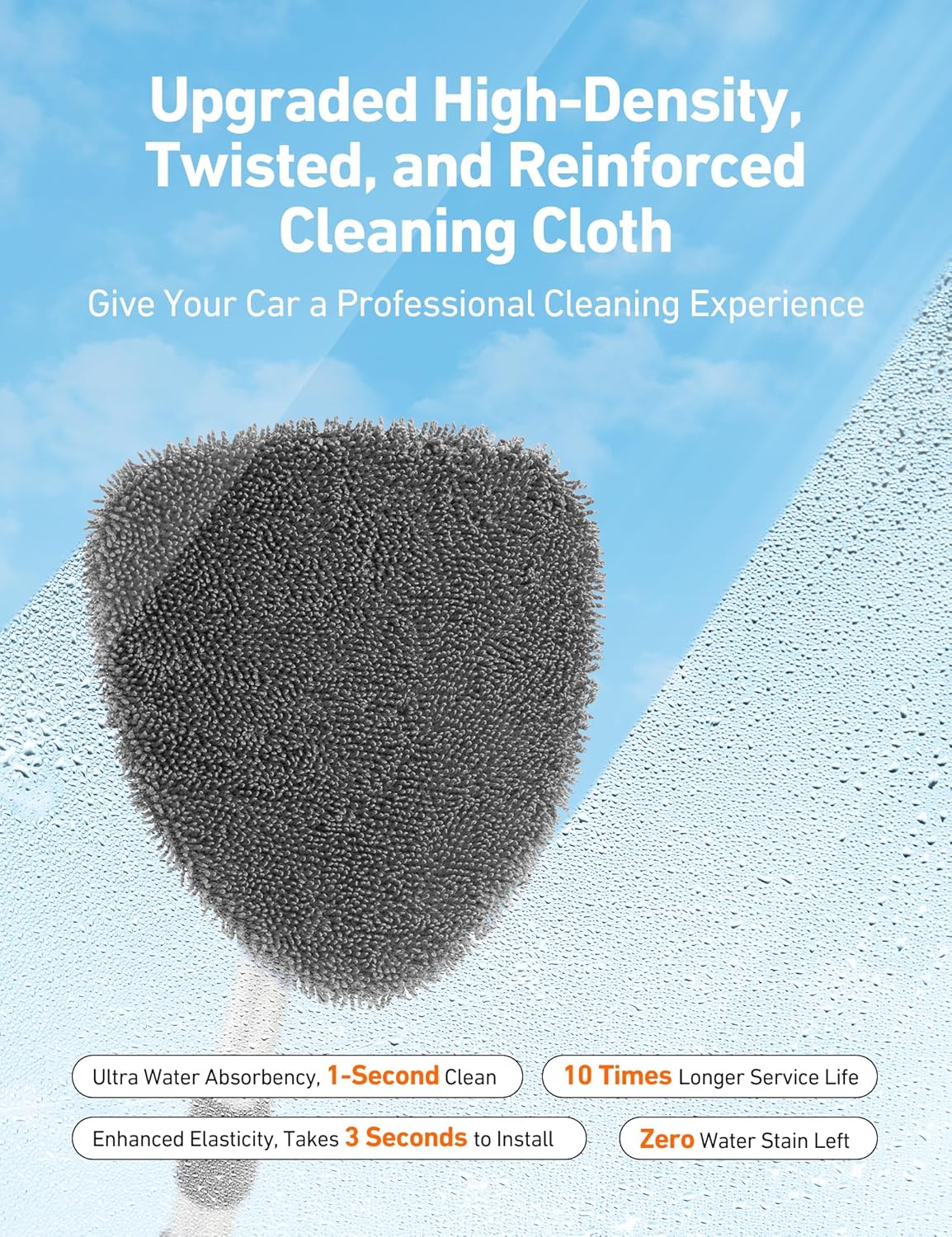 astroAI Windshield Cleaner Tool with Extendable Handle and 4 Reusable Microfiber Pads for Car Interior Detailing Cleaning Kit, Gray, 15.9-21in