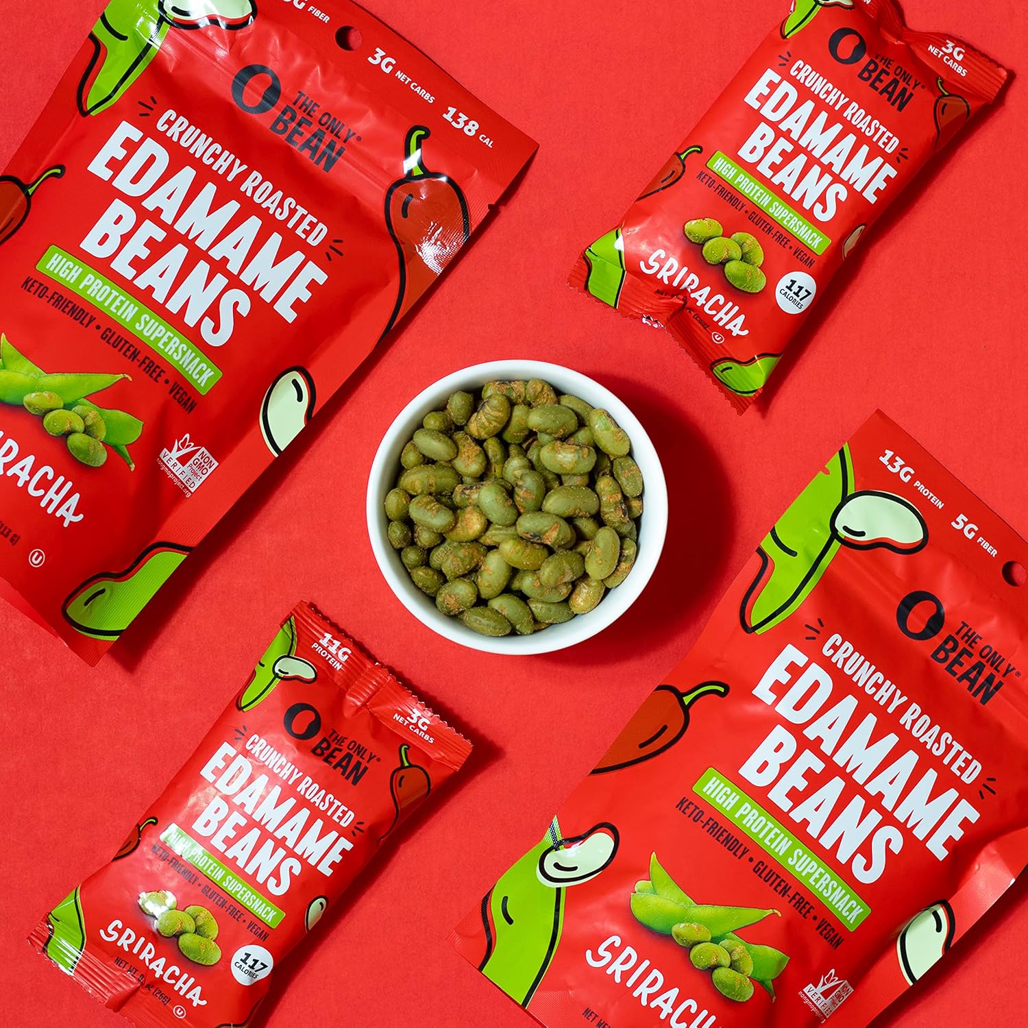 only bean crunchy roasted edamame variety pack 0.9oz 24 pack low carb keto snack