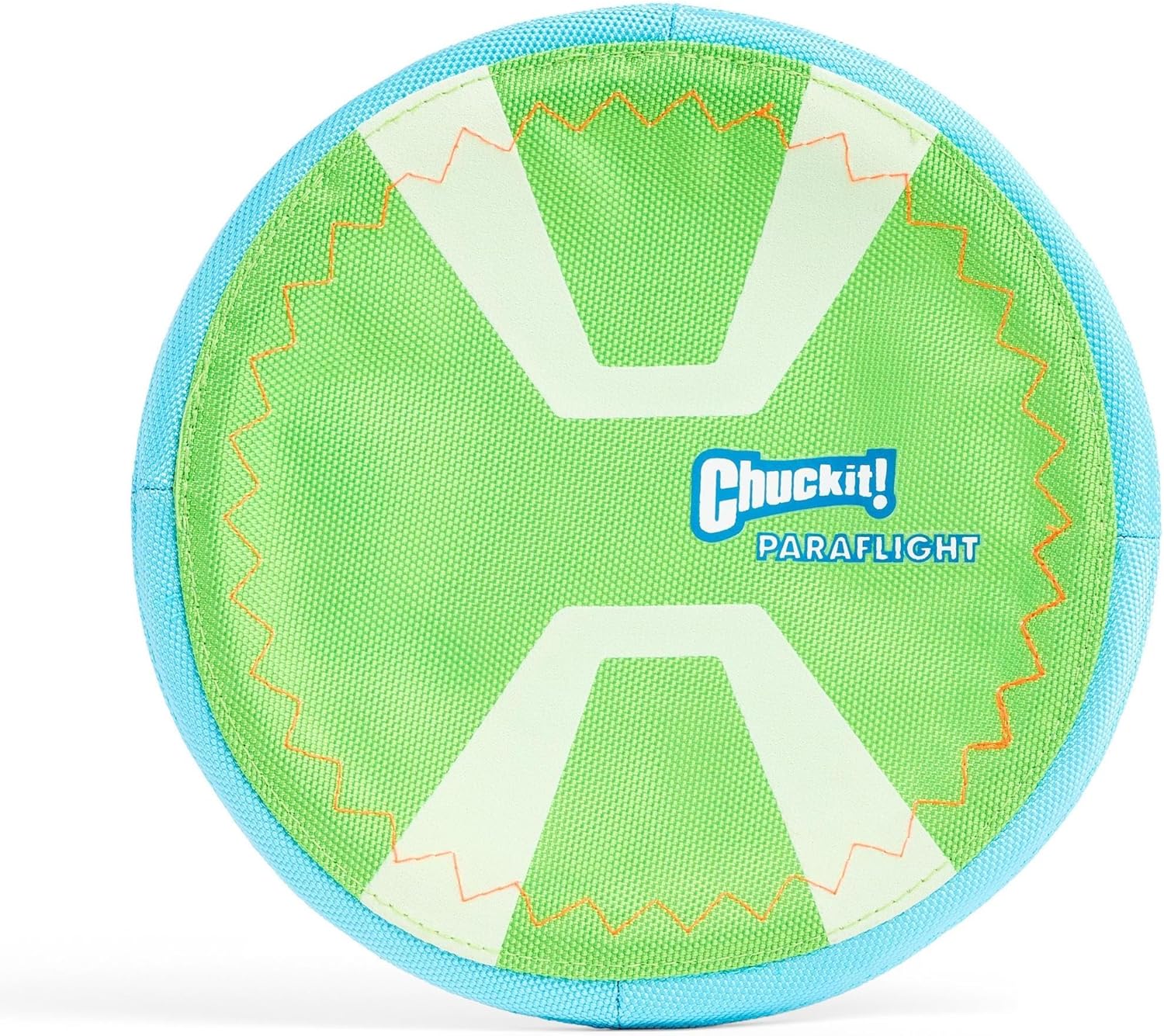 chuckit paraflight flying disc dog toy - water floating flyer - durable nylon with soft rubber edges - medium and large dogs - size large