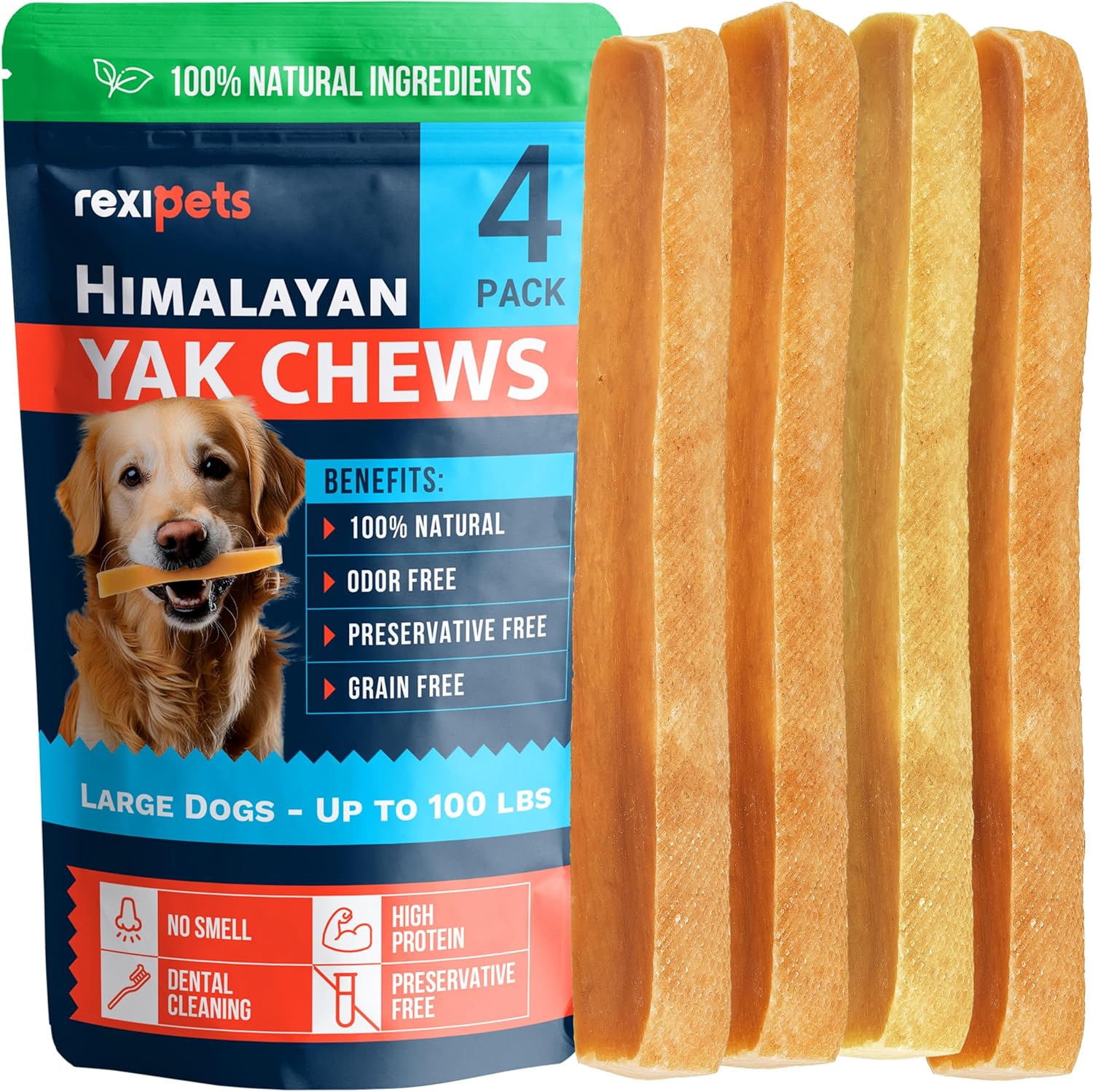 Natural yak cheese Himalayan made dog chews for all breeds, lactose free, dental cleaning for aggressive chewers - small, medium, large