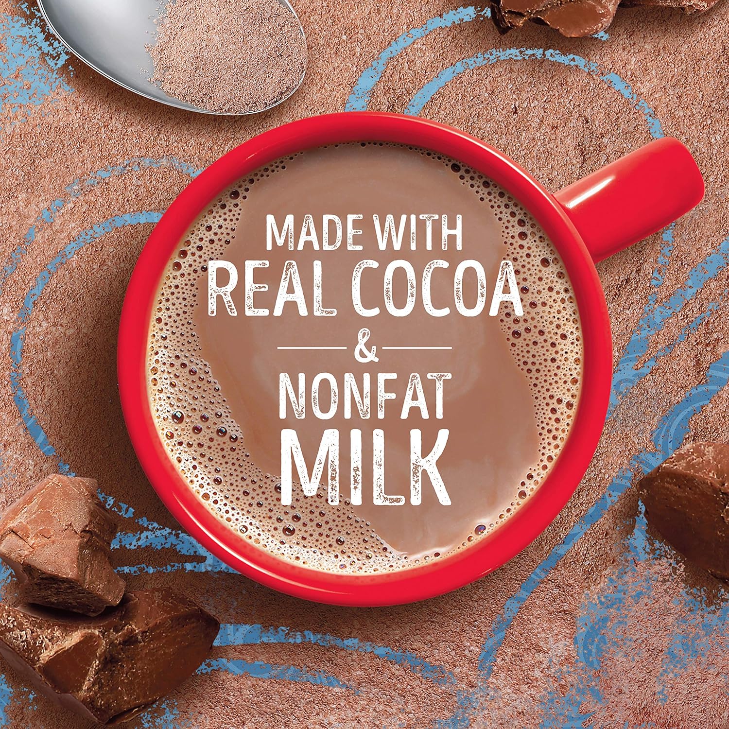 Swiss Miss milk chocolate hot cocoa mix, 1.38 oz, 50-count, bulk, packaging dimensions 13x18.5x29 cm, 4.8 pounds