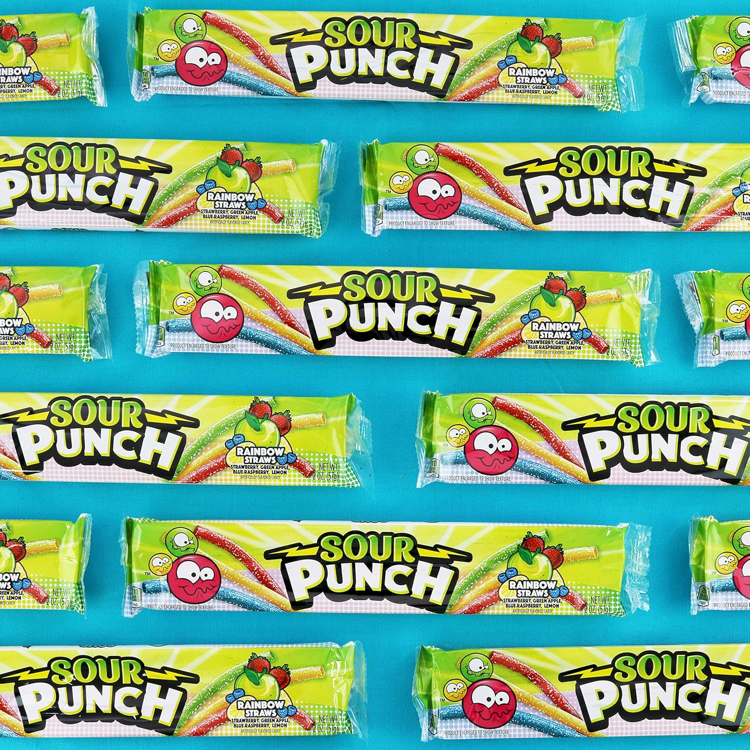 sour punch rainbow fruit flavors chewy sweet sour candy 24 pack tray 2oz